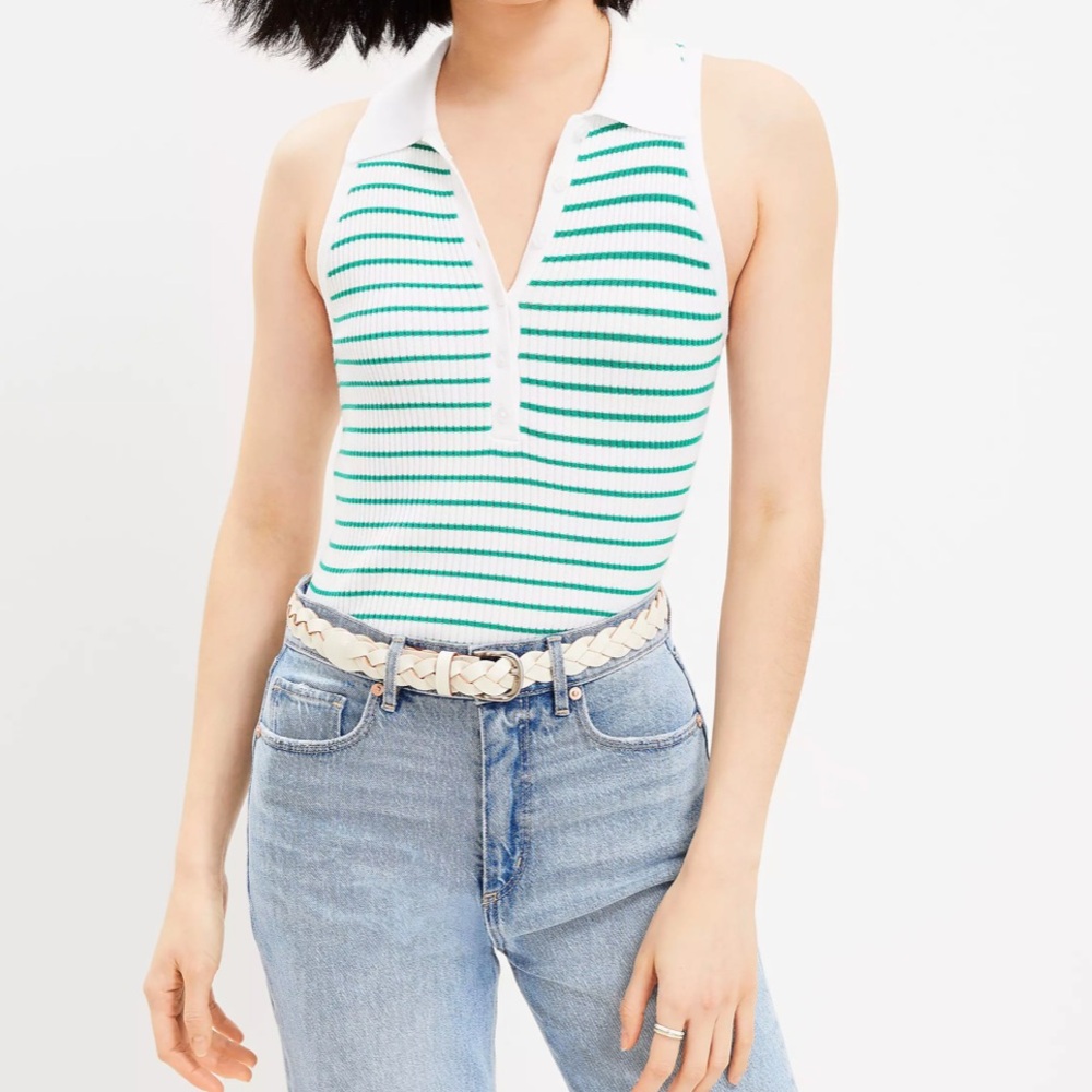Loft Striped Polo Sweater Tank Top